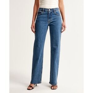 Abercrombie & Fitch The Baggy Low Rise Jeans in Dark Marble Blue Size 30